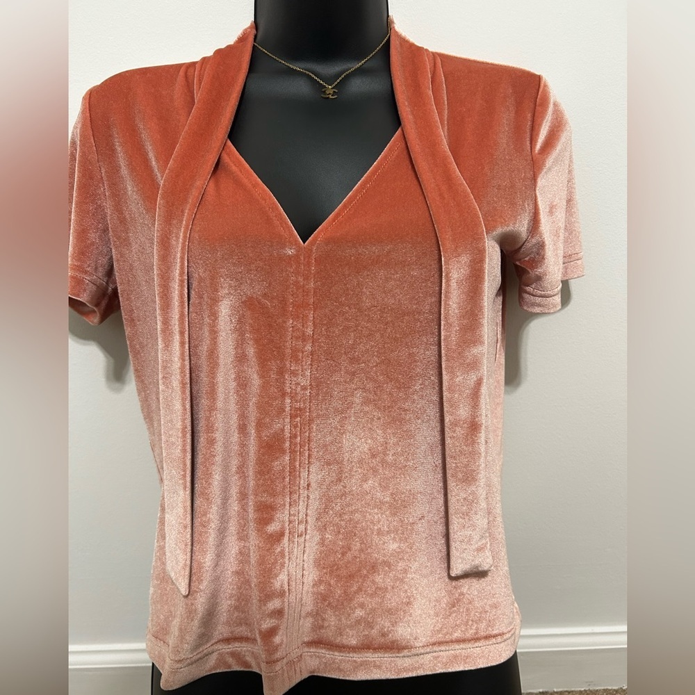 Madewell Coral Velvet Tie-Up Top - Picture 2 of 4